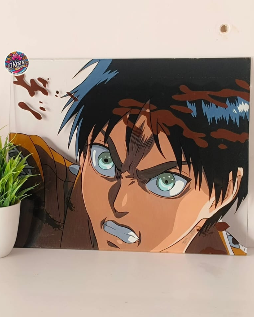 eren jaeger glass painting