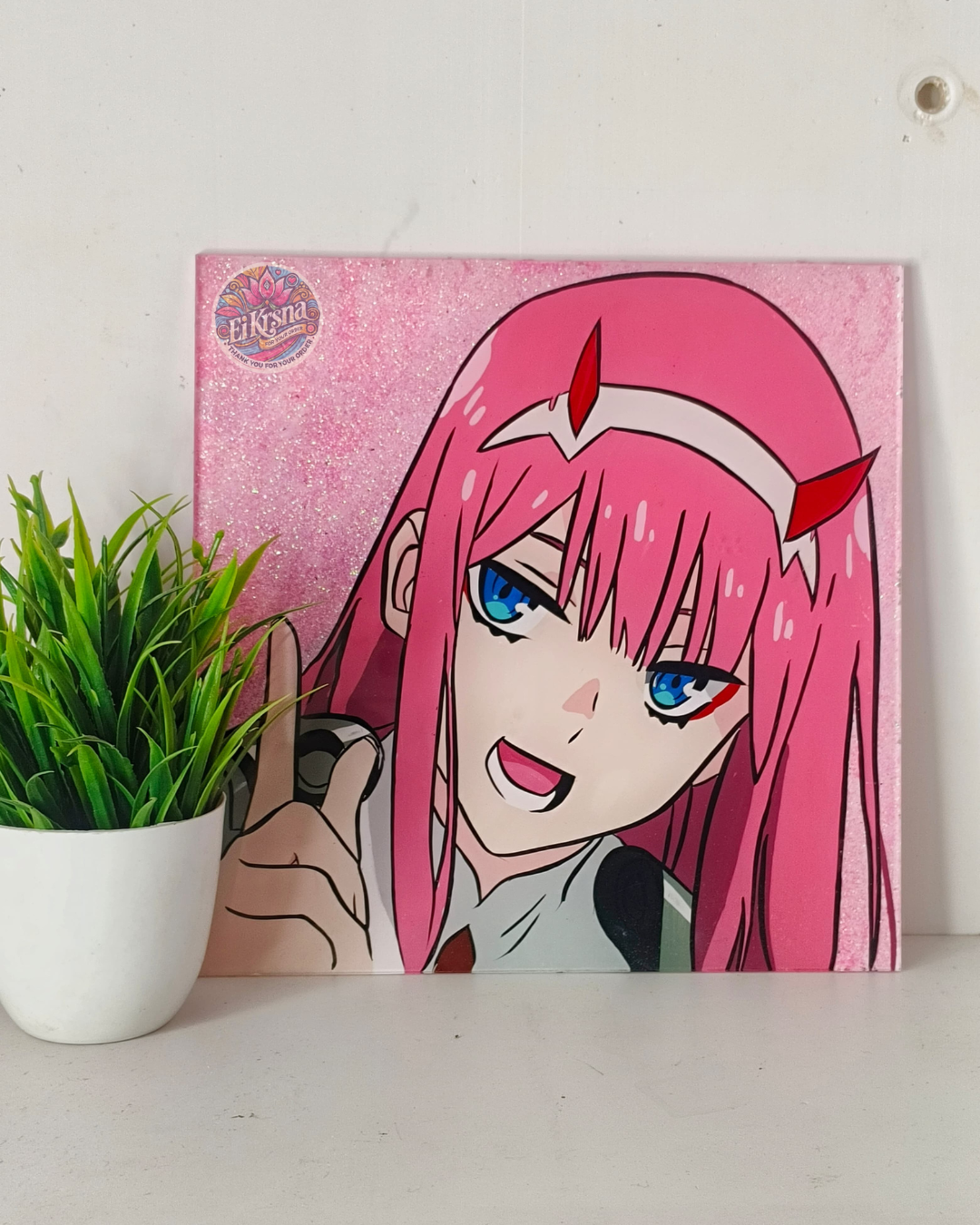Zero Two Anime Glass Painting 