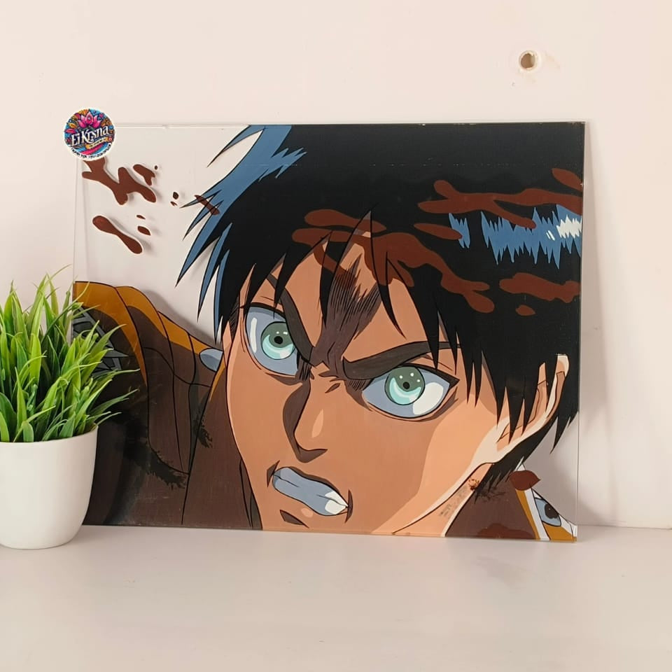 eren jaeger glass painting